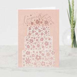 Grattis Blommigt Bröllop Cake Greeting Card Kort