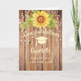 Grattis Blommigten Rustic Studenten Kort