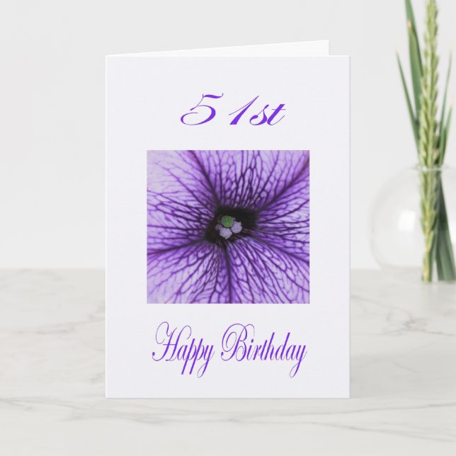 Grattis Blomsterlilla på 51-årsdagen Kort (Framsida)