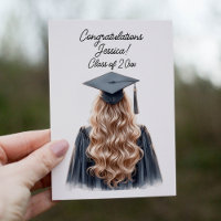 Grattis Blond Kvinnlig Akademiker i Svart