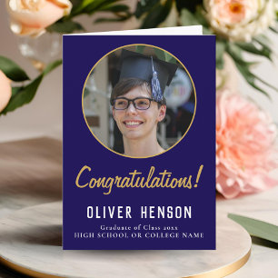 Grattis Blue Student Photo Studenten Kort