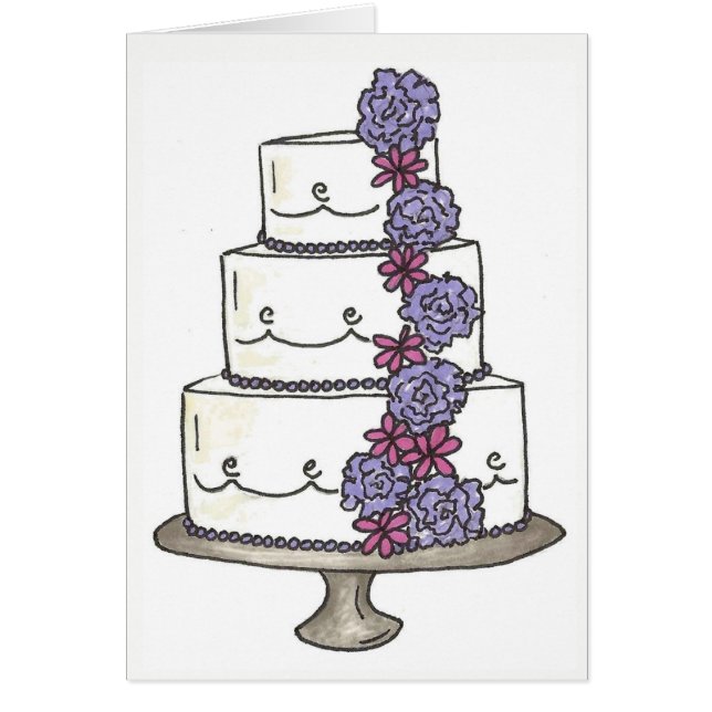 Grattis Bröllop Blommigt Cake Hälsningskort (Framsidan)