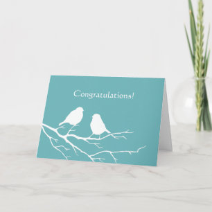 Grattis Bröllop Cute Sparrow Bird Blue Kort