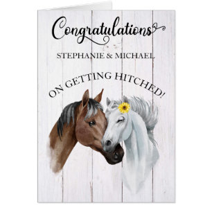 Grattis Bröllop Förlovning Horse Western Hälsningskort