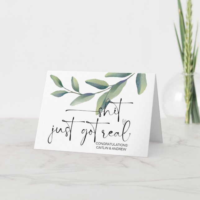 Grattis Bröllop Newly Weds Bride and Groom Kort (Framsida)