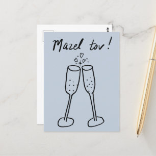 Grattis Bröllopschampagne Skål Sketch Doodle Vykort