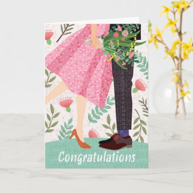 Grattis Bröllopskort Kort (Gul blomma)