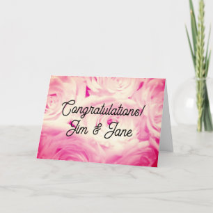 Grattis bröllopskort med rosa rosblommor tack kort