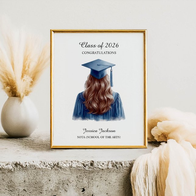 Grattis Brunett Kvinnlig Examensklass Årgång Poster (Skapare uppladdad)