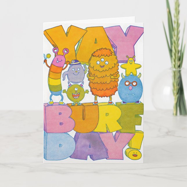 Grattis Burfday Monster Boktryckarkort Kort (Framsida)