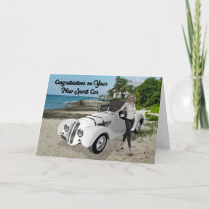 Grattis Card för ny sportbil Kort