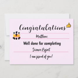 Grattis Card med Cute Ansikte Rosa Julkort