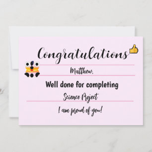 Grattis Card med Cute Ansikte Rosa Julkort