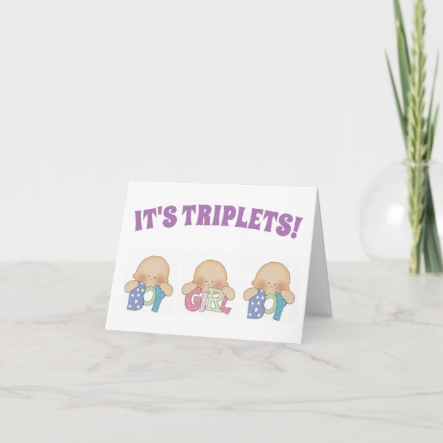 Grattis Card - Triplet One Girl Two Boys Kort (Framsida)