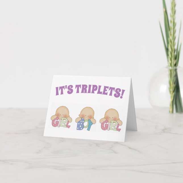 Grattis Card - Triplet Two Girl One Boys Kort (Framsida)