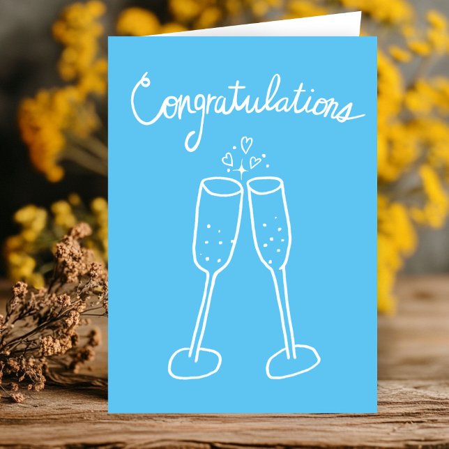 Grattis Champagne Förlovning Sketch Doodle Kort (Congratulations Champagne Engagement Wedding marriage Sketch Doodle Card
)