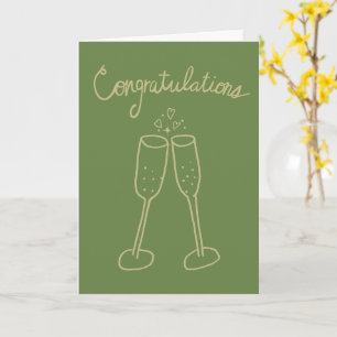 Grattis Champagne Förlovning Sketch Doodle Kort