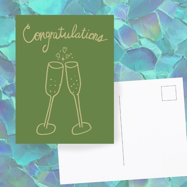 Grattis Champagne Skål Skiss Klotterteckning Vykort (Congratulations Champagne Cheers Engagement Wedding Anniversary Sketch Doodle Postcard
)