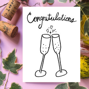 Grattis Champagne Skål Skiss Klotterteckning Vykort
