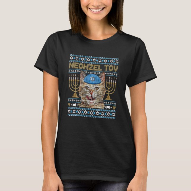 Grattis Chanukka Judisk Katt   Hanukkah T Shirt (Framsida)