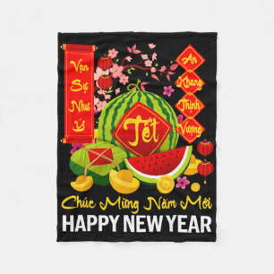 Grattis Chuc Mung Nam Moi Lyckligt lunar Nyår viet Fleecefilt