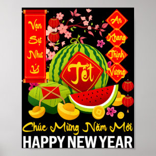 Grattis Chuc Mung Nam Moi Lyckligt lunar Nyår Viet Poster