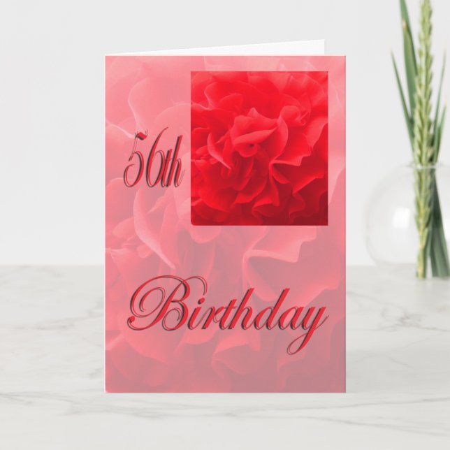 Grattis Dianthus Röda Blomma 56 år Kort (Framsida)