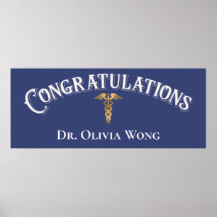Grattis Doktor Läkare Caduceus Guld Poster