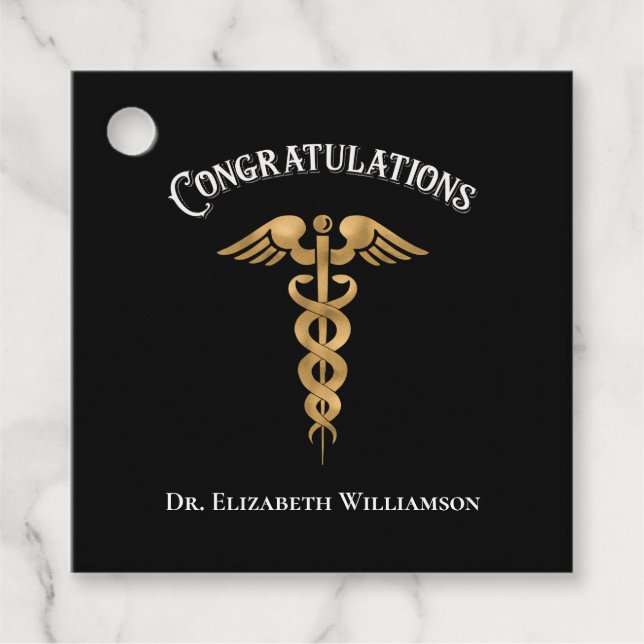 Grattis Doktor Physician Caduceus Gåvor Etiketter (Framsida)
