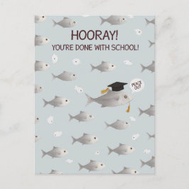 Grattis Du Är Färdig Med Skolan Rolig Fisk Examens Vykort