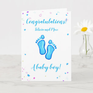 Grattis en babypojke anpassningsbara namn kort