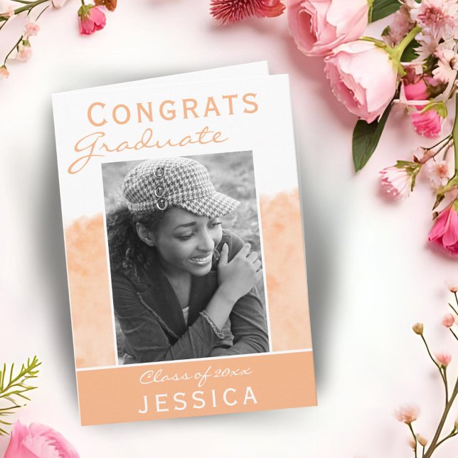 Grattis examen akvarell foto examen kort (Skapare uppladdad)