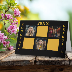 Grattis examen årskurs 3 Foto Collage Svart Rolig Kort