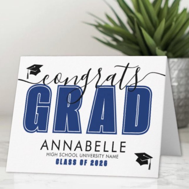Grattis examen Blå Examen Kort (Congratulations Grad Blue Graduation Card)