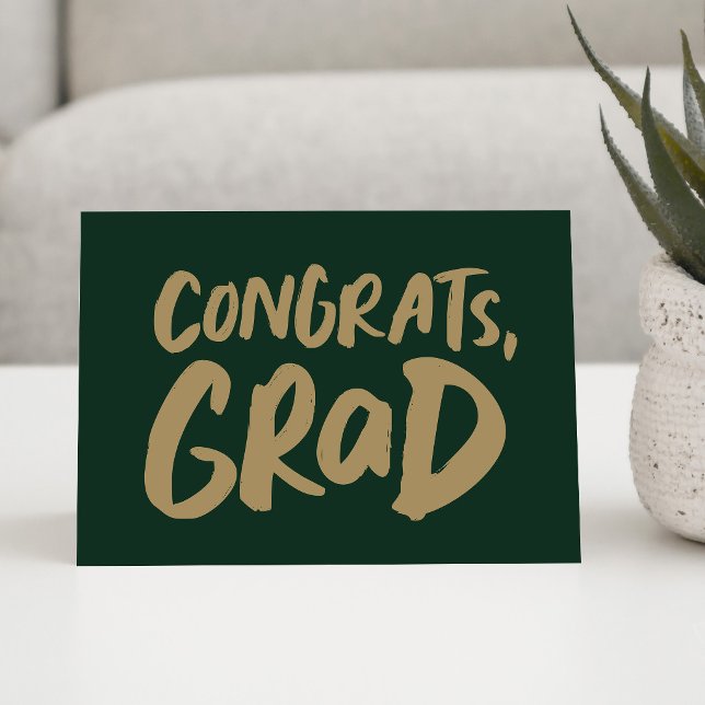 Grattis examen enkel grön guld examen kort (Skapare uppladdad)