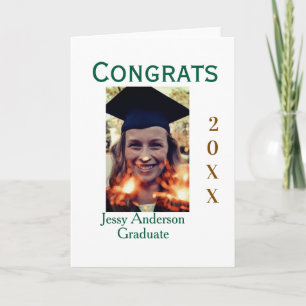 Grattis examen grön guld år 20XX namn enkelt Kort