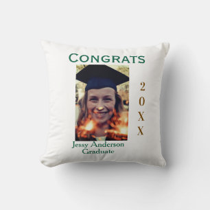 Grattis examen grön guld år 20XX namn enkelt Kudde
