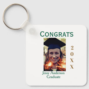 Grattis examen grön guld år 20XX namn enkelt Nyckelring