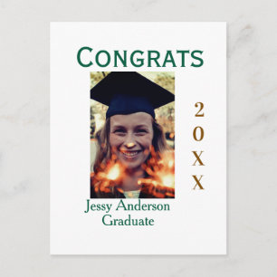 Grattis examen grön guld år 20XX namn enkelt Vykort