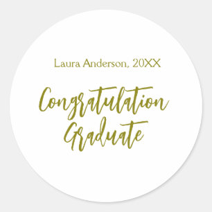 Grattis examen guld namn klass 20XX si Runt Klistermärke