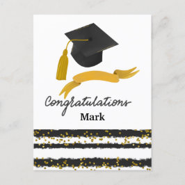 Grattis Examen Konfetti svart guld Vykort