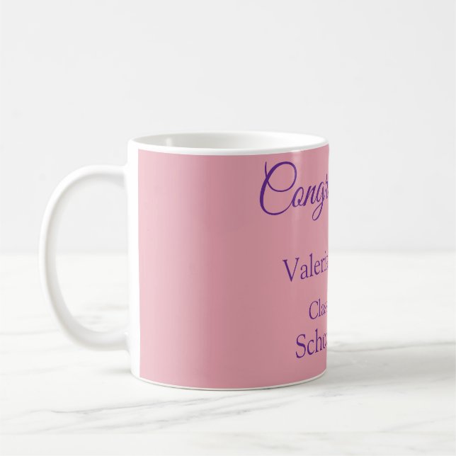 Grattis examen lägga till skolans namn enkelt mo kaffemugg (Vänster)