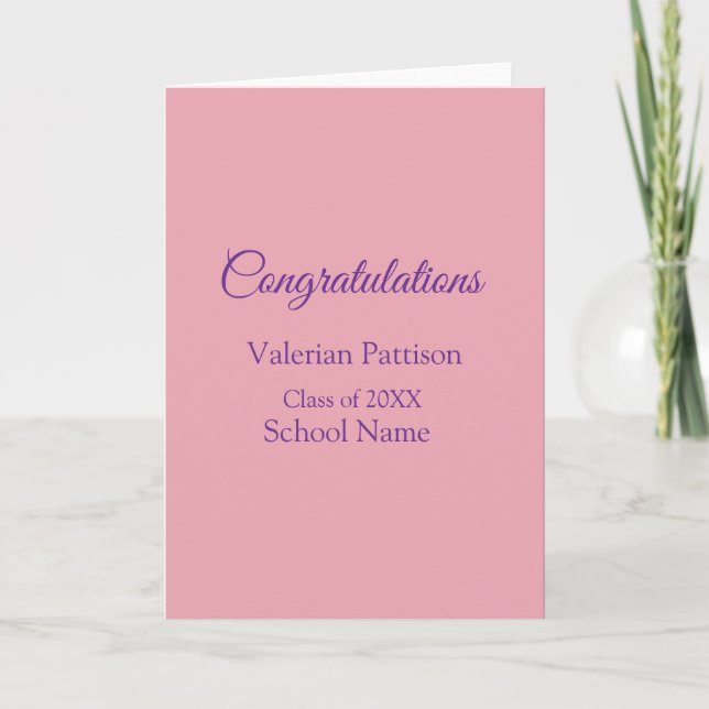 Grattis examen lägga till skolans namn enkelt mo kort (Framsida)