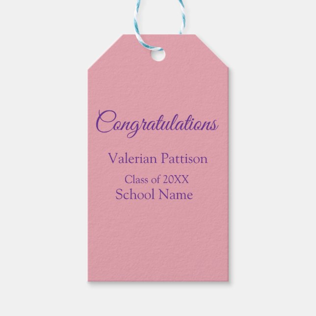 Grattis examen lägga till skolans namn enkelt mo presentetikett (Framsidan)