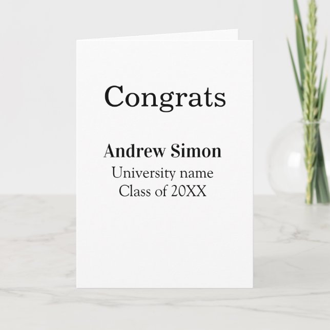 Grattis examen name universitet name klass 20XX Kort (Framsida)