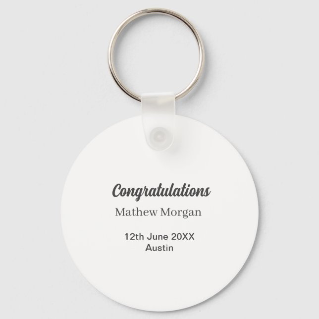 Grattis examen namn år klass nyckelring (Framsida)