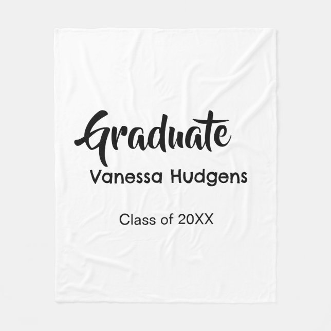 Grattis examen namn datum år klass univ fleecefilt (Framsidan)