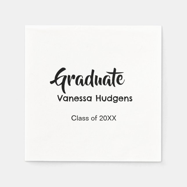Grattis examen namn datum år klass univ pappersservett (Framsidan)