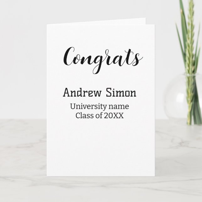 Grattis examen namn universitet namn klass 20XX Kort (Framsida)