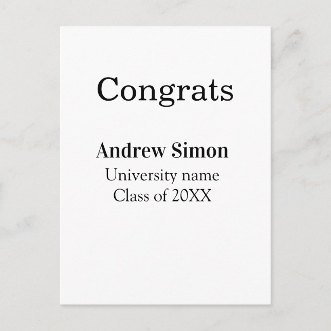 Grattis examen namn universitet namn klass 20XX Vykort (Framsida)
